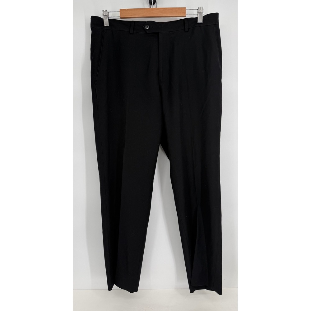 Stafford Travel Classic Fit Super Trouser Black Dress Pants Mens Sz 34x30  Flat